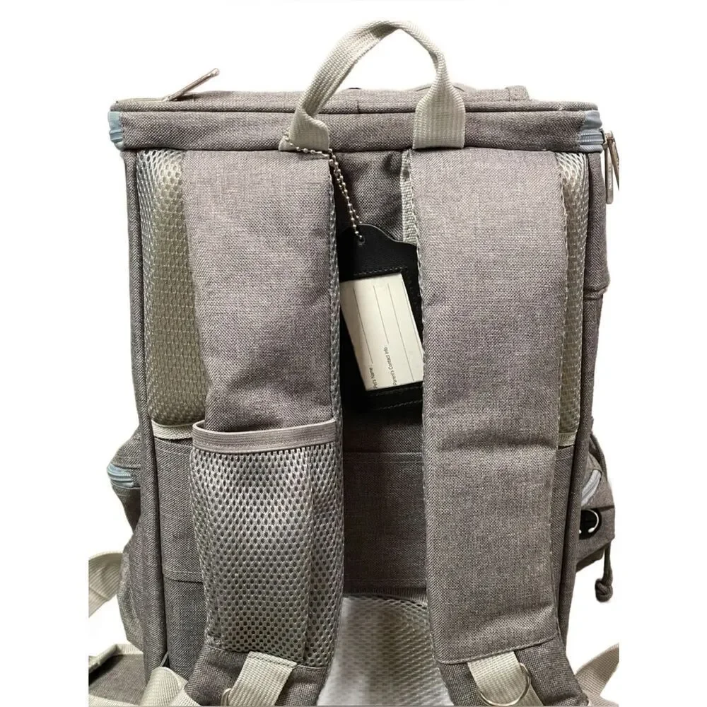 Mr. Peanuts Gray & Blue Convertible Small Pet Backpack & Crossbody Bag -Fleece